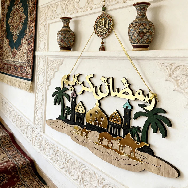 Ramadan Countdown Calendar Wooden Advent Calendar Desktop Ornaments Eid al-Fitr Festival Party Decoration Mubarak Calendar Decor