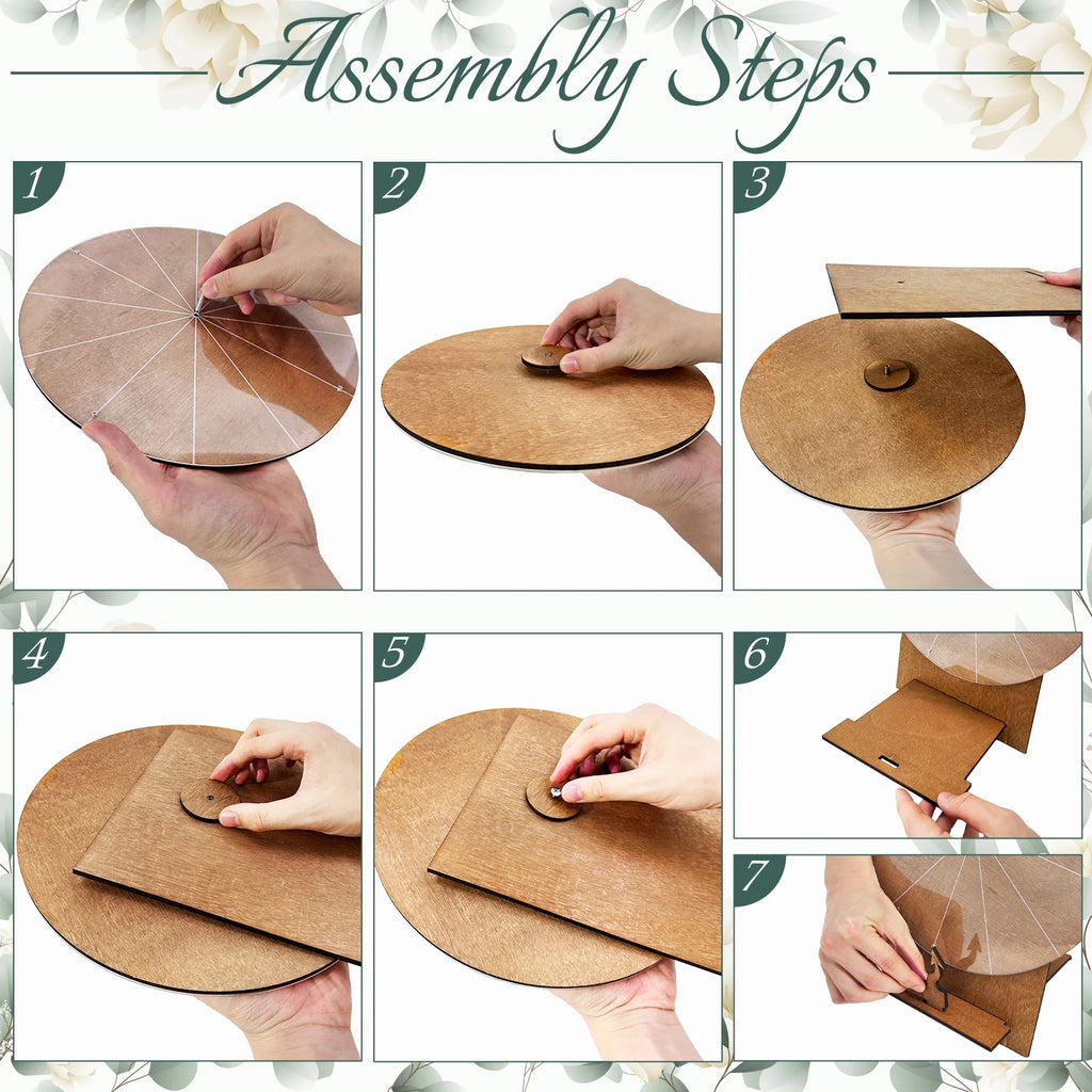 Wedding Challenge Spinning Wheel, Wooden Prize Tabletop Spinner Erasable Raffle Spinning Wheel for Wedding School Home Party