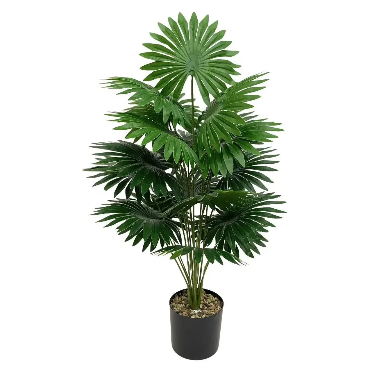 24-Leaves 31.5 Inch Artificial Fan-Leaf Sunflower Palm Tree – Large Fake Decorative Plant