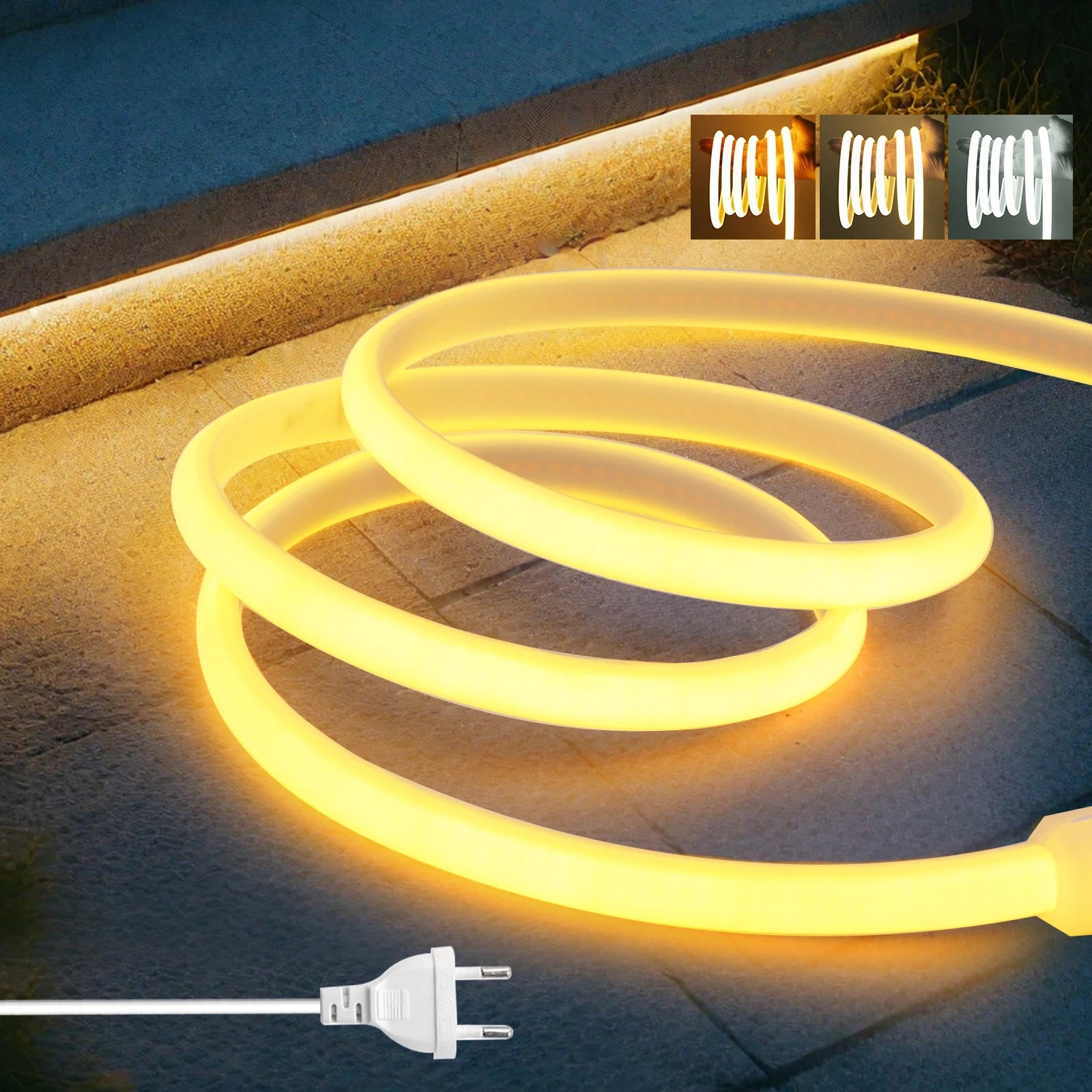 110V 220V COB LED Strip Outdoor Waterproof Decor 5/10/15/20M Neon Led Strip with EU UK US Plug Garden Lights For Kitchen Bedroom