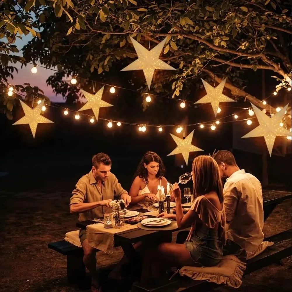 New Hollow Star Hanging Pendants 35/45cm Eid Mubarak Islam Muslim Light Paper Lantern Home Decorations