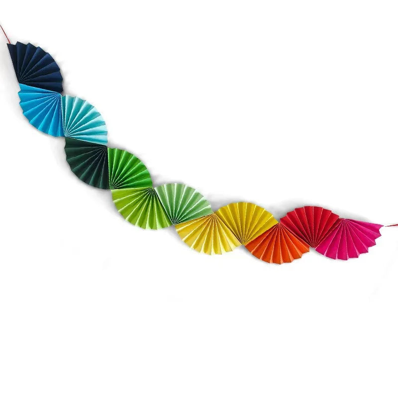 Green Red Colorful Folding Fan Hanging Paper Garlands Backdrops for Birthday Wedding New Year Festival Party Shop Decorations