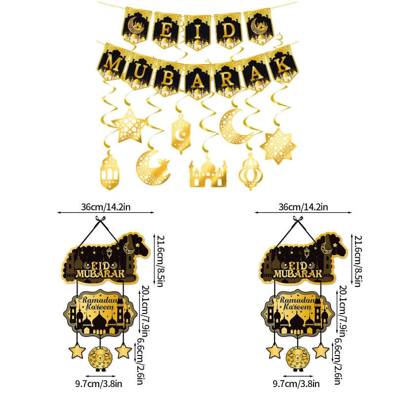 Eid Party Decorations Hanging Pendants Paper Ramadan Hanging Decorations for Wall Door Background Party Drop Hanging Ornaments