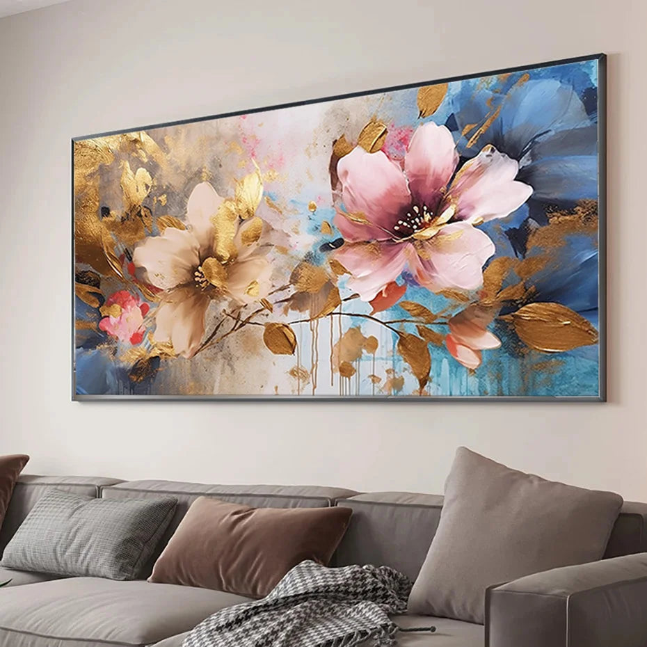 He Castle Decor-Golden Deer Wall Painting With Frame Big Size Wall Art For Living Room Bedroom Drawing Room Hotels-Wooden Framed