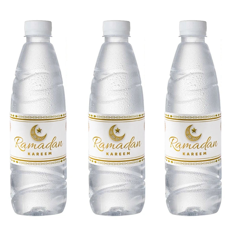 10Pcs Eid Mubarak Bottle Labels Wrapper Adhesive Stickers Ramadan Kareem Decor for Home Water Bottle Cover Party Decor