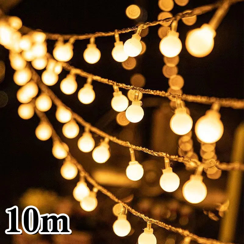 1.5/3/6/10m LED Ball String Lights Garland Lights Outdoor Lamp Wedding Garden Fairy Lights Christmas Decoration USB/Battery