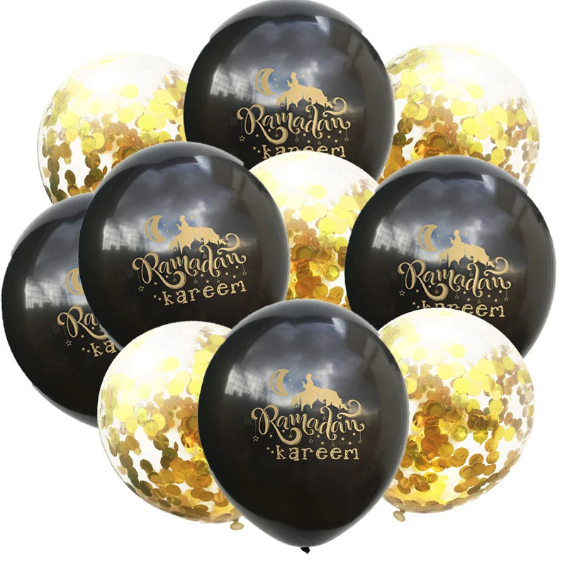 10Pcs Eid Mubarak Latex Balloon Ramadan Kareem Decoration Air Globos Ramadan Mubarak Muslim Islamic Festival Party Supplies 2024