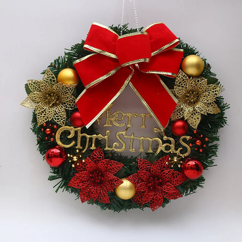 30CM Christmas Decoration Garland Front Door Window Decoration Christmas Wreath Pendant Ornament Navidad New Year Party Supplies