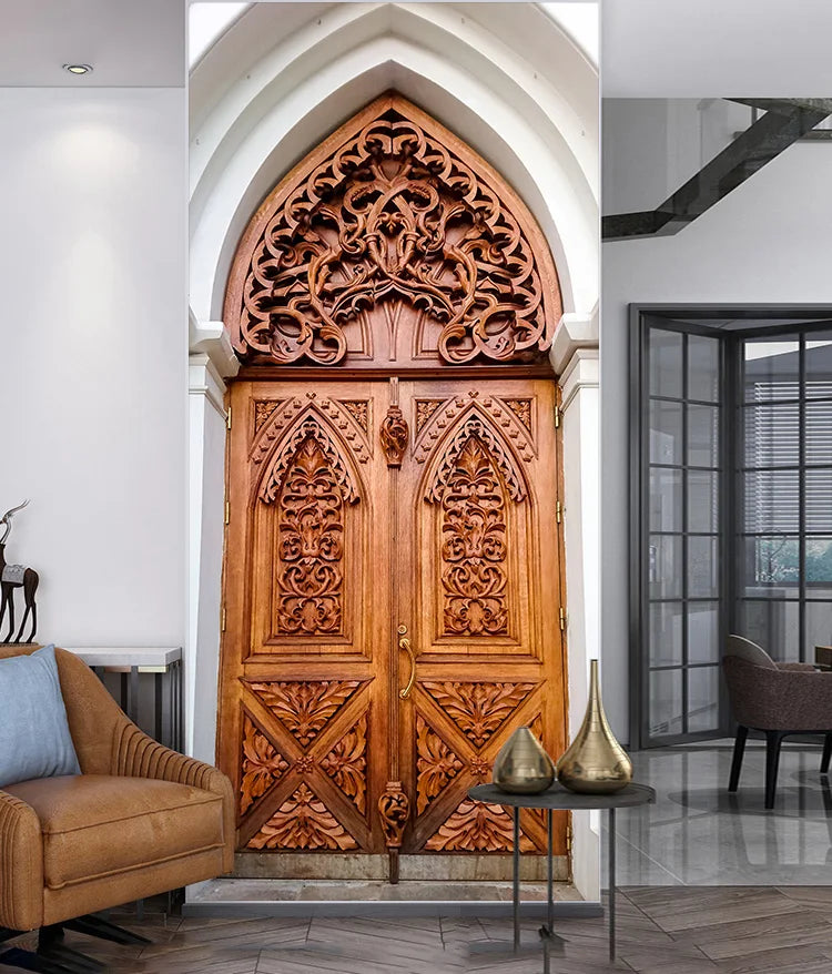 Medieval Stone Hutongs DIY Door Wall Sticker Home Decor Living Room Children Room Bedroom Art Mural Self-adhesive PVC Wallpaper