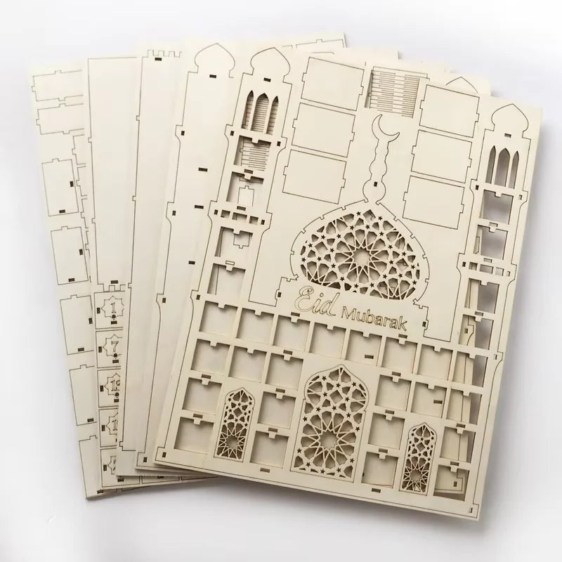 Ramadan Kareem Countdown Calendrier Wooden Eid Mubarak Ornament Drawer Ramadan Decorations for Home Eid Al Adha Party Decor 2025