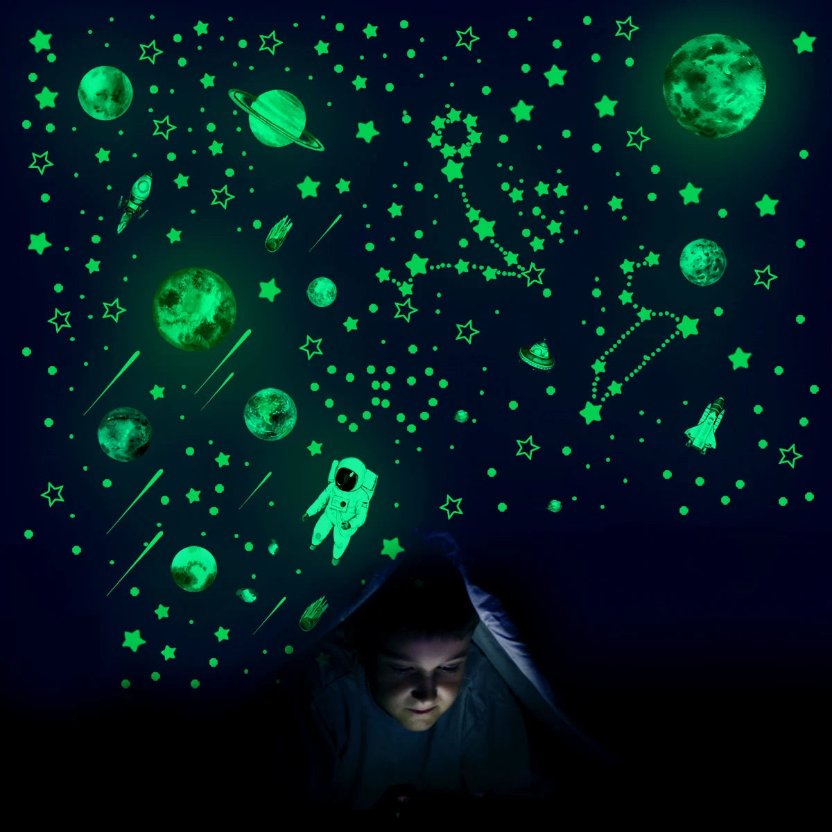 637/849Pc Luminous Moon Stars Wall Stickers PVC Glow in the Dark 3D Home Decoration Wall Decals Set for DIY Kids Bedroom Ceiling