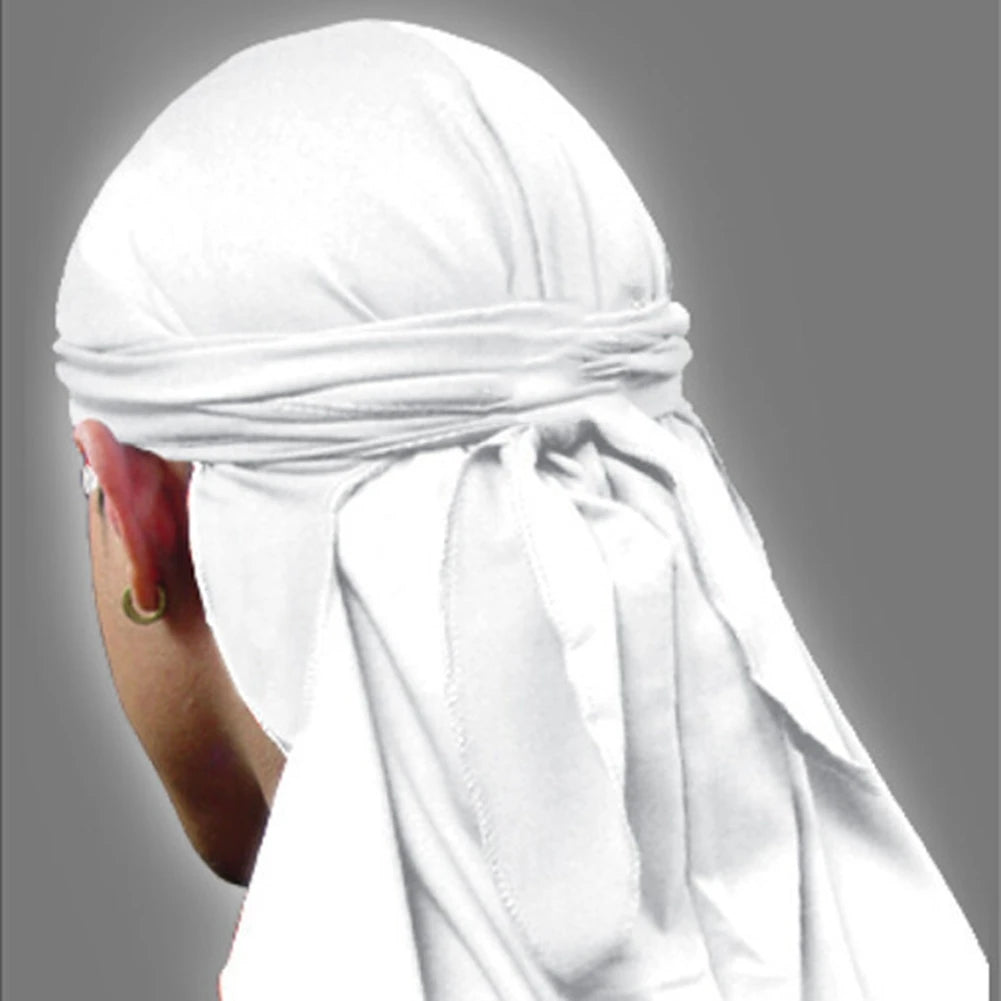 1PCS Silky Long Tail Durag Pirate Hat Turban Fashion Headwraps Cap Bandana Women Men Hip Hop Headwear Caps Hair Accessories
