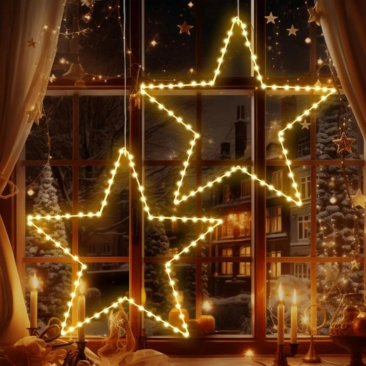 1/3 Pack LED Iron Star Christmas Lights, Battery Powered with Remote Control, 8 Modes Lamps for Home, Indoor & Outdoor Xmas Decoration