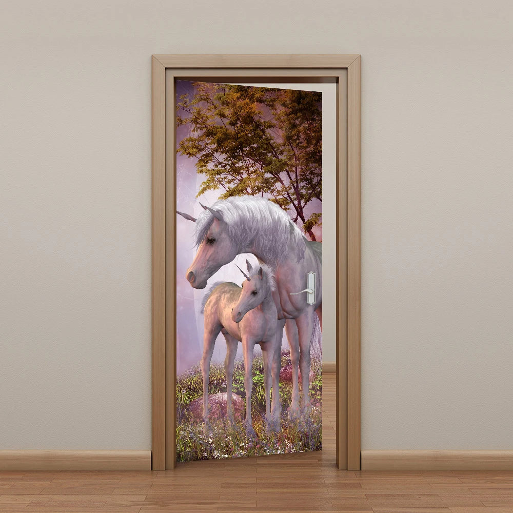 Medieval Stone Hutongs DIY Door Wall Sticker Home Decor Living Room Children Room Bedroom Art Mural Self-adhesive PVC Wallpaper