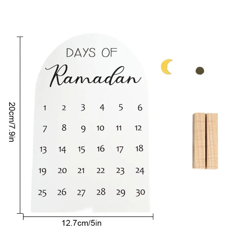 New Acrylic Ramadan Countdown Calendar Reminder Desktop Home Decoration Eid Mubarak Ramadan Kareem Islamic Muslim Party Supplies