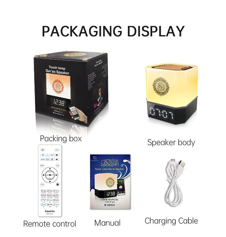 Quran Azan Clock Koran Islamic Muslim Bright Night Light Lamp Holy Bluetooth Speaker Wireless Portable Arab Ramadan Caixa De Som