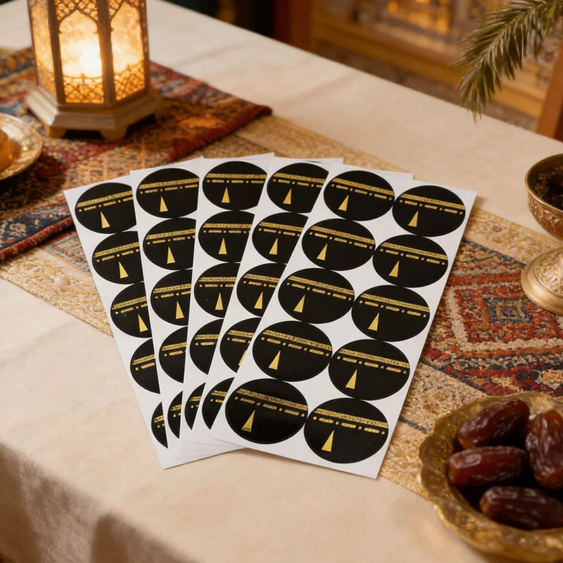 30/60pcs 4cm Umrah Mubarak Paper Stickers Muslim Islamic Party Gift Wrapping Decoration Eid Ramadan Candy Box DIY Label Sticker