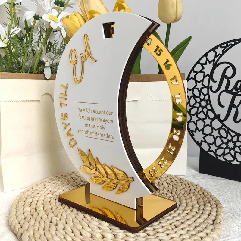 Rotatable Ramadan Countdown Advent Calendar with Base Eid Mubarak Table Ornament Islamic Muslim Party Decoration Kids Gift