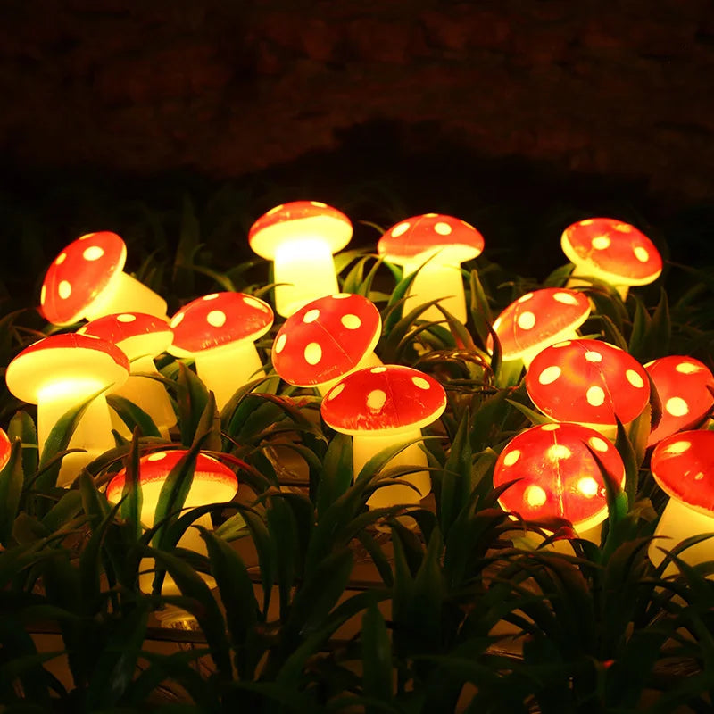2025 Holiday Mushroom Led String Lights Indoor Room Decoration Battery Navidad Lights Party USB Warm Light Lovely 411