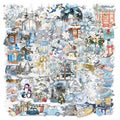 10/30/50pcs Cute Cartoon Winter Theme Stickers Transparent Vintage Aesthetic Graffiti Decals Luggage Notebook Phone Sticker Toy