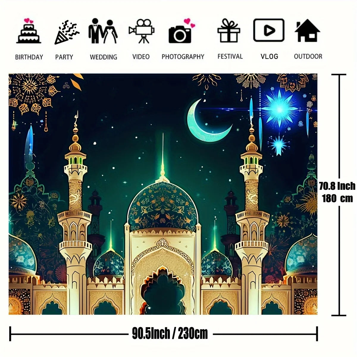 Eid Mubarak Backdrop Eid Mubarak Banner Moon Star Castle Eid Mubarak Background Islamic Eid Mubarak Ornament for Photography