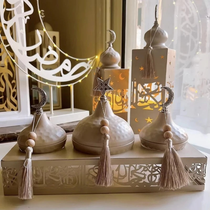 Super 2026 Ramadan Decoration Eid al-Fitr Metal Tray Modern Plate Muslim Family Table Box Decoration