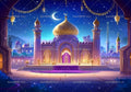 2D Arabian Starry Nights Islamic Palace Party Backdrops Eid Party Decorations Photography Background Banner Photo Booth Props