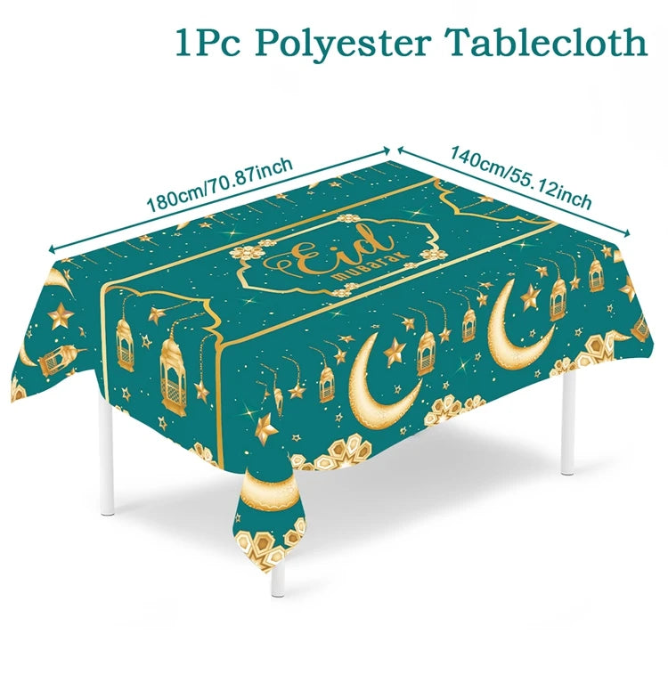 Eid Mubarak Tablecloths Ramadan Decoration 2025 for Home Islamic Muslim Party Decor Ramadan Kareem Tableware Eid Al Adha Gifts