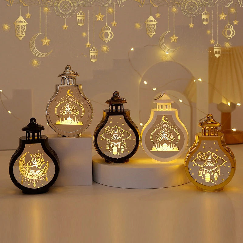 Ramadan Kareem Led Lantern Light Eid Mubarak Ornaments Decoration for Home 2026 Islamic Muslim Party Supplies Eid Al-Fitr Gift