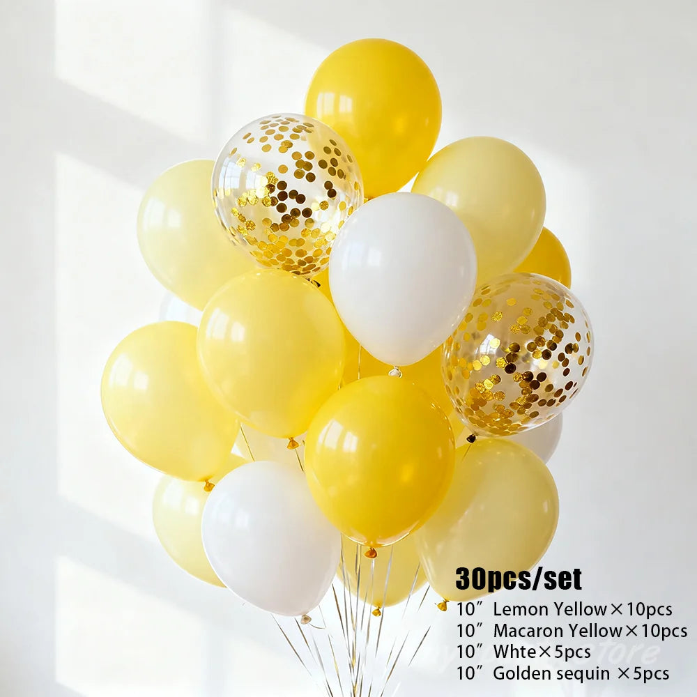 NEW Yellow Balloon Decoration Macaron Yellow Latex Balloons Gold Glitter Balloon Set Birthday Wedding Event Scene Decoration