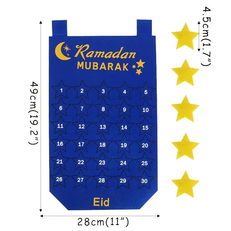 Ramadan Mubarak Countdown Calendar Felt Hanging Wall Decor Islamic Eid Home Decoration Ramadan Kareem Party Supplies