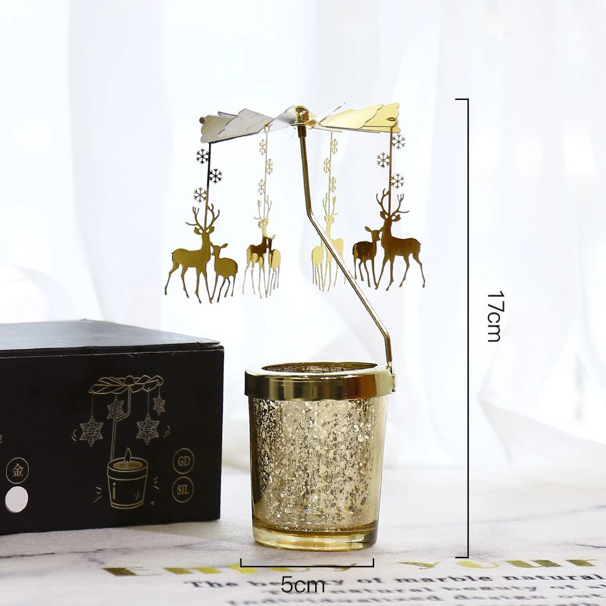 Gold Metal Rotating Tealight Candle Holder for Table Design Candlesticks‌ - Elegant Dining Room Decor, Unique Centerpiece