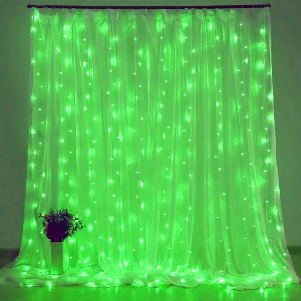 6/3M LED Curtain Lights 8 Lighting Modes Valentine's Day Ramadan Decorations for Home Wedding Party Eid Mubarak Fairy Light