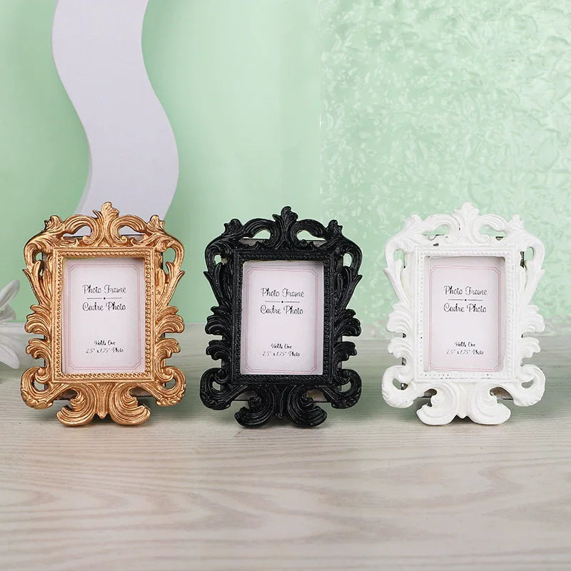 100pcs Ornate Baroque Style Photo Picture Frame, Wedding Party Table & Wall Card Holder Gift – Gold, Black, or White