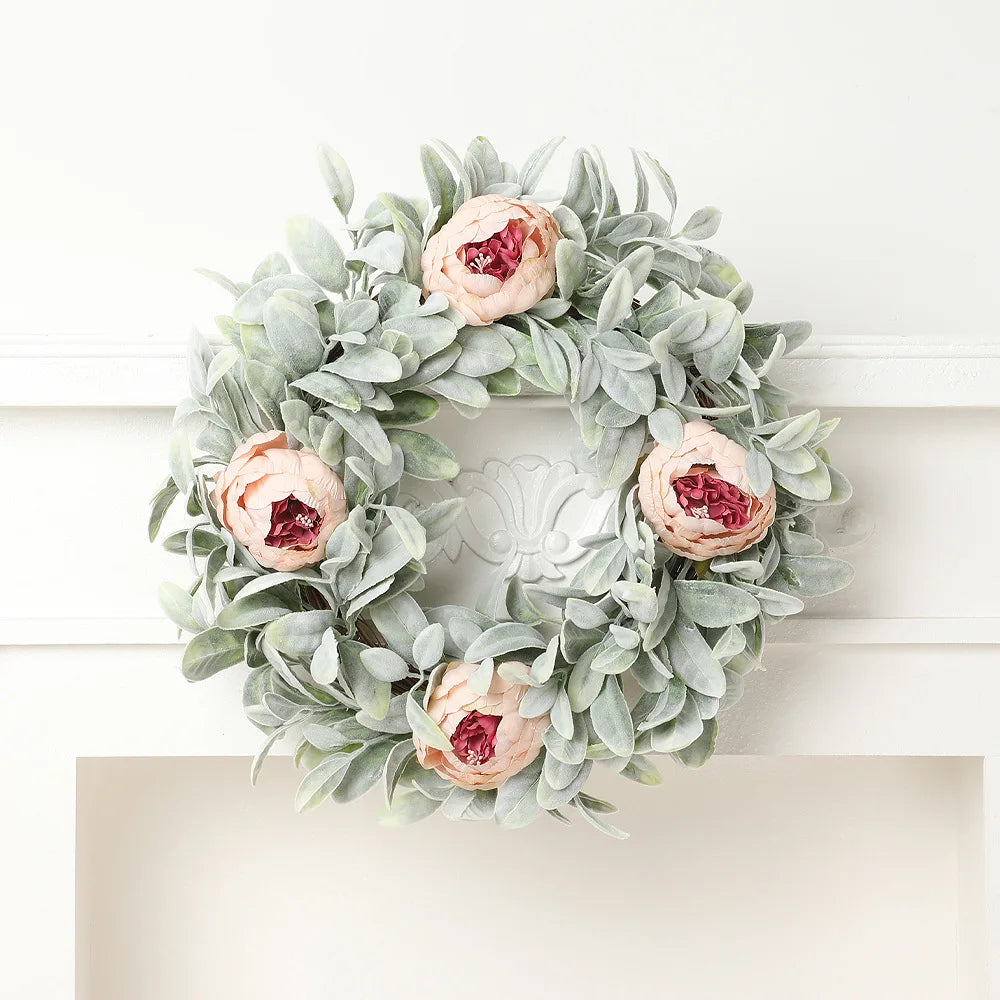 YeeNanee Vibrant Wild Flowers Spring Wreaths for Front Door Artificial Daisy Tulip Lambs Ear Summer Wreath Home Wall Decoration