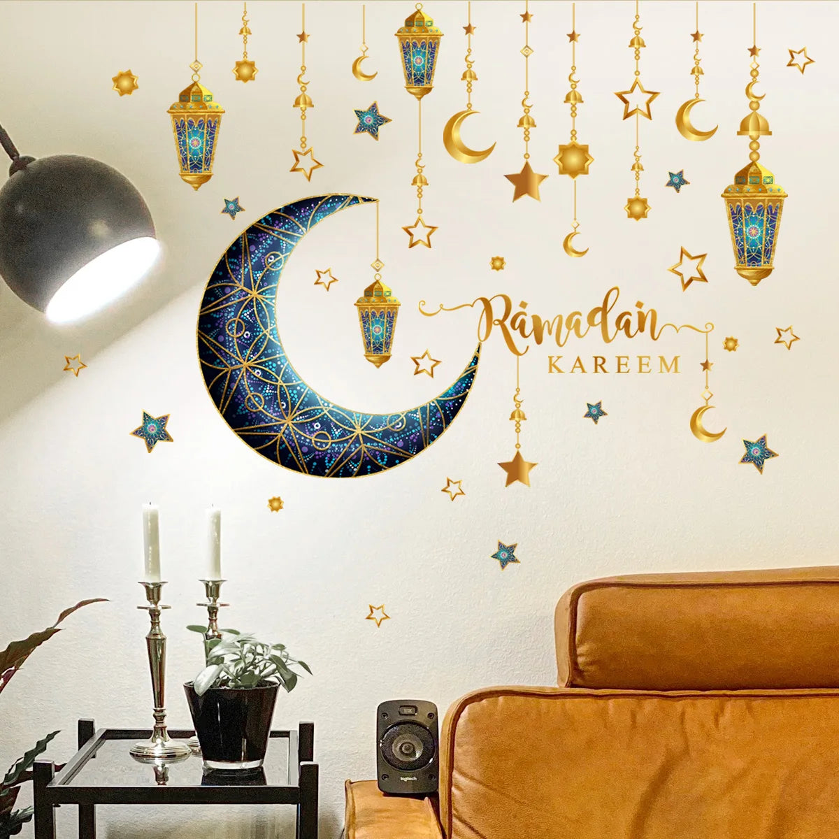 Eid Mubarak Window Sticker 2025 Kareem Ramadan Decor for Home Ramadan Mubarak Wall Sticker Islamic Muslim Wall Decals Decor