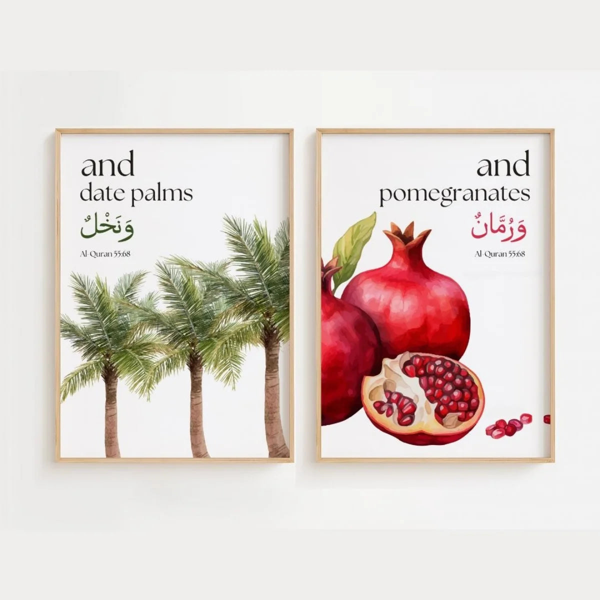 1/2pcs Islamic Date Palm Pomegranate Canvas Print Poster Ramadan Muslim Quran Verse Quote Fruit Art Prints Wall Art Home Decor
