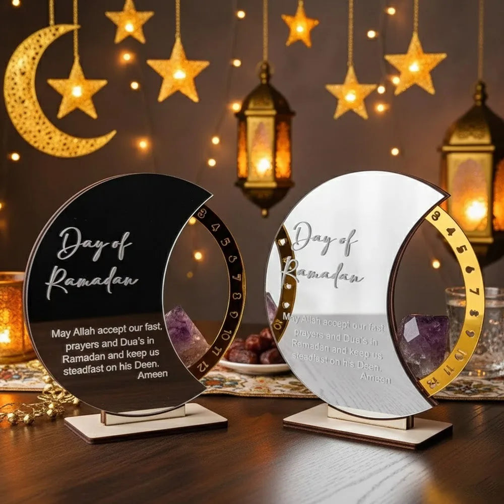 2026 Rotating Acrylic Ramadan Countdown Calendar – Eid Mubarak Decor