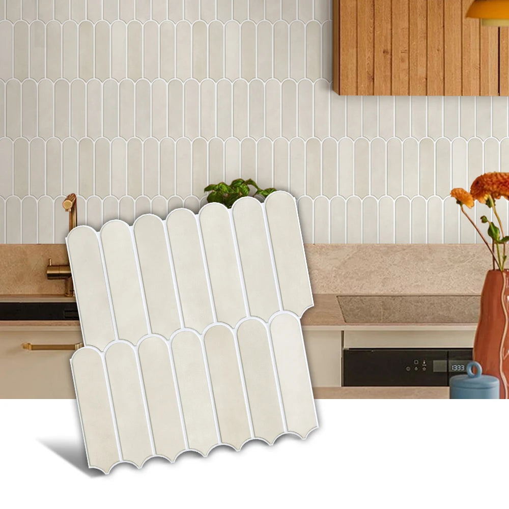 1/10pcs 3D Decorative Tile Stickers, 3D Fish Scale Textures, Matte 30cm x 30cm, Water and Mold Resistant, for Kitchen Bathroom W