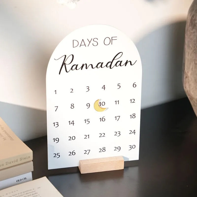 New Acrylic Ramadan Countdown Calendar Reminder Desktop Home Decoration Eid Mubarak Ramadan Kareem Islamic Muslim Party Supplies
