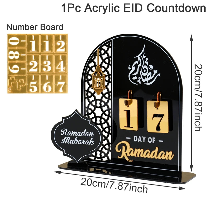 Acrylic Ramadan Countdown Calendar Ornaments Gifts Eid Mubarak Ramadan Decor For Home 2025 Kareem Islam Muslim Party Supplies