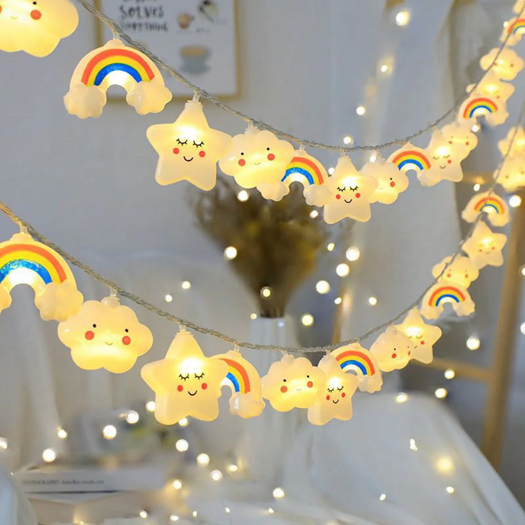 1PACK Rainbow, Star & Cloud String Lights, LED Decorative Fairy Light, Battery Powered Twinkle Lights for Party & Bedroom Decor