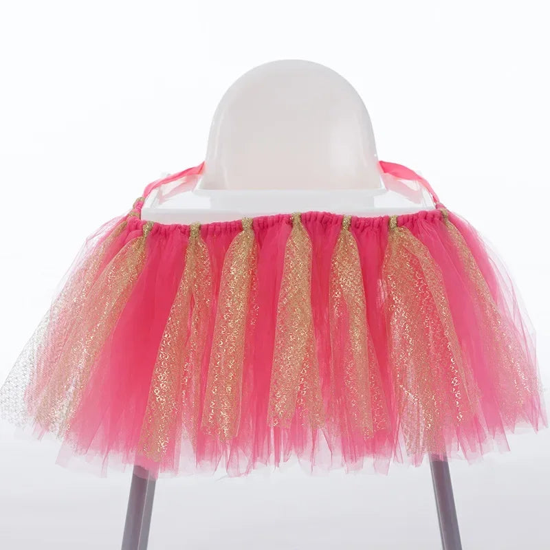 Tutu Chair Skirt Mesh Chair Skirt Children's Table Chair Skirt Party Decorative Chair Skirt Baby Birthday Party Decoration
