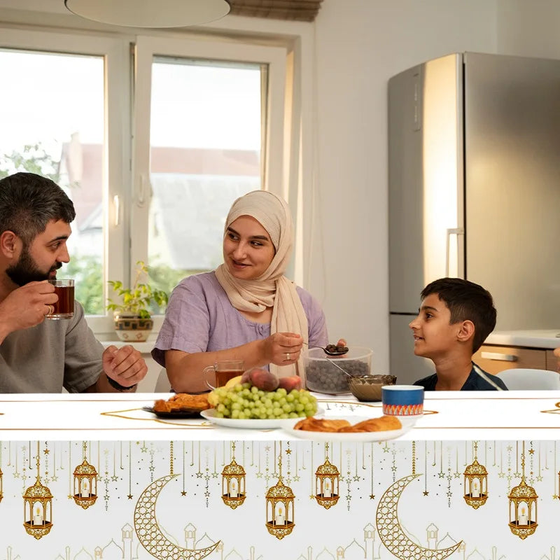 Eid Mubarak Tablecloths Ramadan Decoration for Home 2025 Islamic Muslim Party Decor Ramadan Tableware Supplies Eid Al Adha Gift