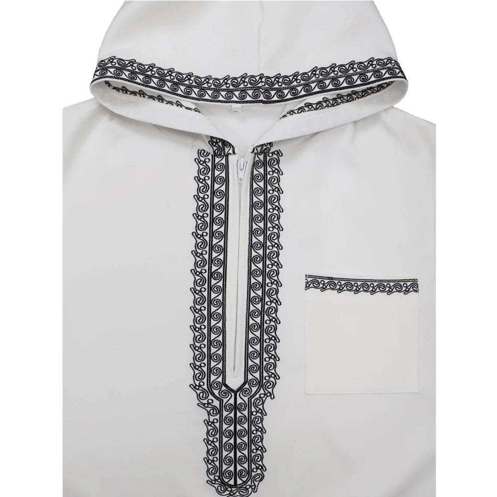 Muslim men's thobe long-sleeved embroidered Saudi Arabia elegant Islamic traditional clothing for festivals Arab Robe Dress