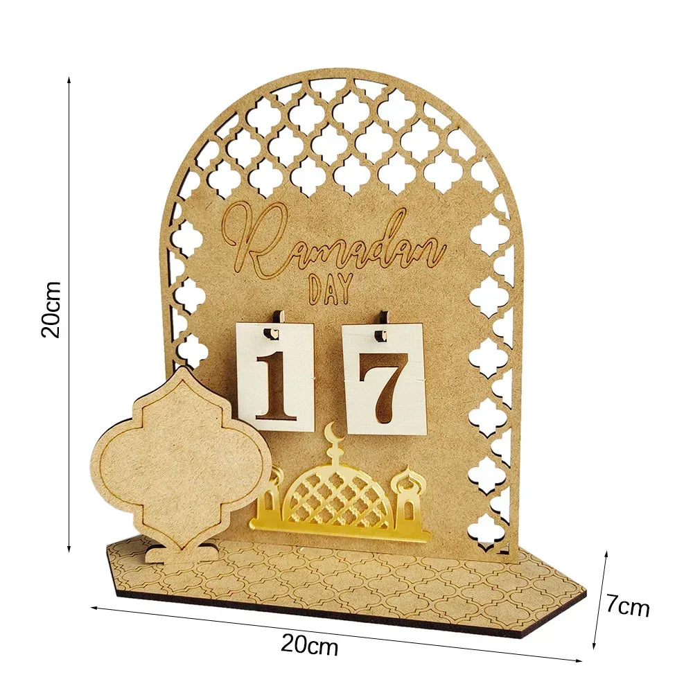 Eid Mubarak Countdown Calendar Wooden Ramadan Decoration 2026 Calendar Eid Mubarak Decoration Eid Countdown Ornament for Home