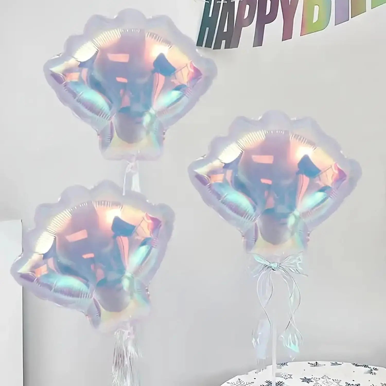 Sea Shell Balloon Transparent Rainbow Gradient Color Shell Foil Balloon Ocean Mermaid Theme Kids Birthday Wedding Party Decor