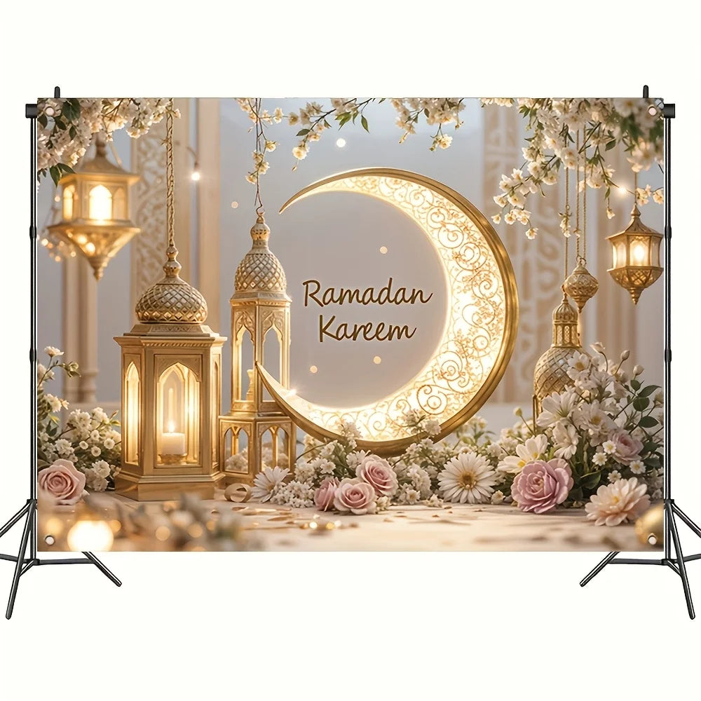Elegant Ramadhan mural banner, durable wall decoration for room and party, festive home decor for New Year and Eid celebrations