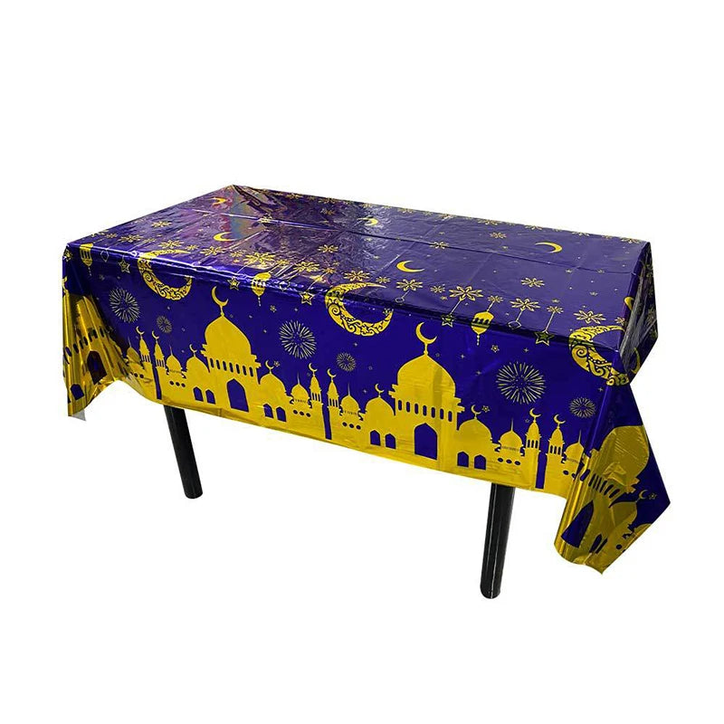 Mubarak Moon Star Foil Balloon Eid Mubarak Party Decorations Ramadan Dinner Table Decor Islamic Party tablecloth Supplies