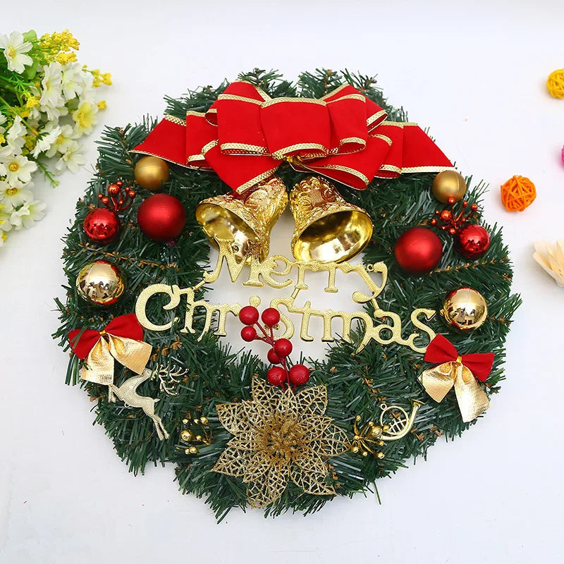30CM Christmas Decoration Garland Front Door Window Decoration Christmas Wreath Pendant Ornament Navidad New Year Party Supplies